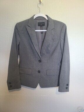 Banana Republic Gray Pinstripe Women's Tailored Blazer Suit Jacket Fitted